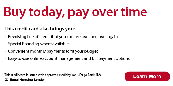 Credit card benefits advertisement from Wells Fargo.