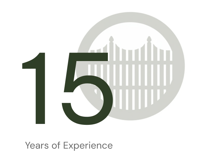 15 years of experience with gate logo.